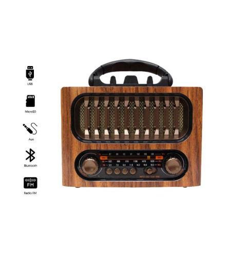 Radio przenośne RETRO MK-261BT bluetooth,USB, TF,AUX ,wbudowany akumulator,brąz LXMK261B
