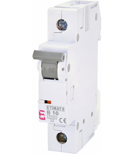 Wyłącznik nadprądowy 1‑biegunowy ETIMAT 6 B10, 10 A, 6 kA, IP20, ETI‑Polam
