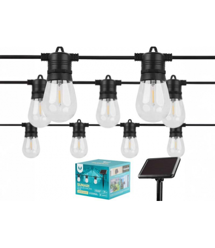 GIRLANDA ŚWIETLNA SOLARNA GLASS LED SUNARI FLS-60 7,5m 10 żarówek HQ FLS60