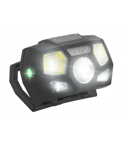 Latarka czołowa LTC LXLL84, 3 W XPE + 2×1,5 W COB LED, 450 lm, akumulator Li-Po 900 mAh, 5 trybów + czujnik ruchu