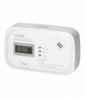 Detektor tlenku węgla Orno Virone DC‑8 | bateryjny 2×AA | 10‑letnia żywotność | alarm 85 dB