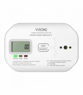 Detektor czadu Orno DC‑9 | CO‑detektor 10 lat | akustyczny i optyczny alarm 85 dB