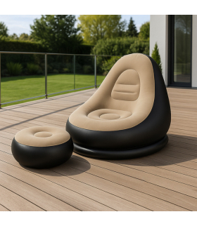Fotel ogrodowy, leżak dmuchany pompowany, pufa na plażę ogród + podnóżek Gardlov 25365 18230