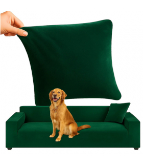 Pokrowiec na kanapę, narożnik, 190-230cm, welur elastyczny, ciemna zieleń butelkowa, Ruhhy 26183 18300