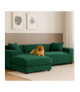 Pokrowiec na kanapę, narożnik, 190-230cm, welur elastyczny, ciemna zieleń butelkowa, Ruhhy 26183 18300