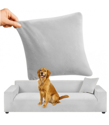 Pokrowiec na kanapę, narożnik, 190-230cm, welur elastyczny, jasno szary Ruhhy 26182 18297