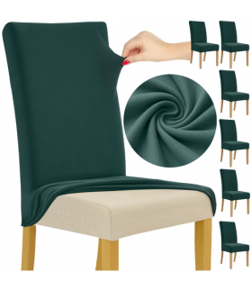 Pokrowiec na krzesło, elastyczny welur, 65x40x35cm, zestaw 6szt. uniwersalne, ciemno zielony butelkowy Ruhhy 25992 18288