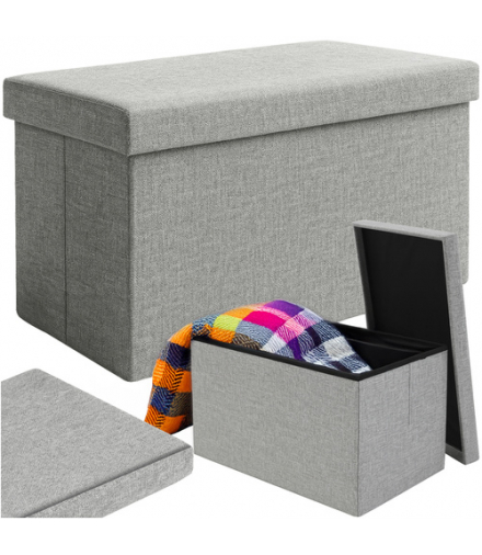 Pufa ze schowkiem składana, wodoodporna, siedzisko do siedzenia, puf, skrzynia otwierana XL 60x30x30cm, szara Ruhhy 25996 18294