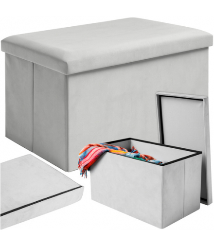 Pufa ze schowkiem składana, wodoodporna, siedzisko do siedzenia, puf, skrzynia otwierana XL 60x30x30cm, szara Ruhhy 25994 18295