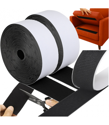 Taśma rzep z klejem samoprzylepna 50mm, 5mx5cm, wygodne mocowanie bez wiercenia, czarny Ruhhy 25806 18277