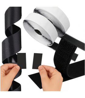 Taśma rzep z klejem samoprzylepna 25mm, 5mx2,5cm, wygodne mocowanie bez wiercenia, czarna Ruhhy 24237 18272