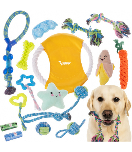 Gryzak, szarpak dla psa, zabawka sznur z supłami, duży zestaw zabawek dla psów 16w1 25384 18244