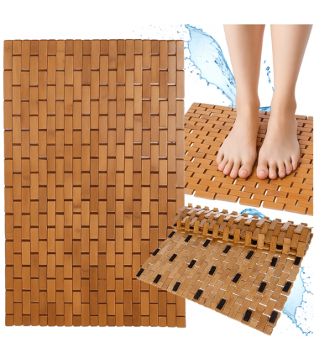 Mata bambusowa łazienkowa antypoślizgowa, dywanik 80x50 cm, wodoodporna pod prysznic Ruhhy 26048 18231