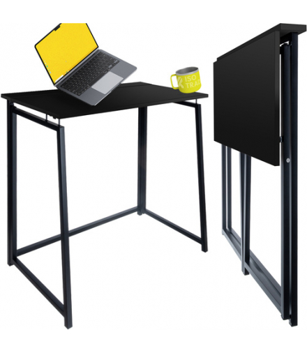 Biurko składane drewniane 80x75x40cm, stelaż czarny, blat drewno czarne Ruhhy 26117 18239