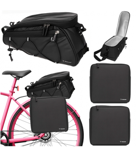Torba rowerowa, sakwa na bagażnik rower, wodoodporna i termiczna do roweru, zestaw 3 elementy Trizand 25516 18250
