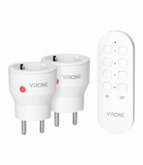 Zestaw bezprzewodowych gniazd MINI Schuko, sterowanych pilotem 2+1, 2300W Orno RS-9(GS)