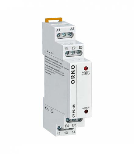 Przekaźnik kontroli poziomu wody ORNO OR-PZ-466, 1-modułowy, 2 zbiorniki, 24–240 V AC/DC, DIN