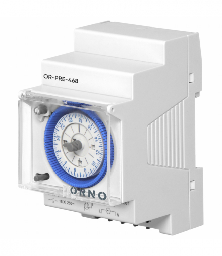 Programator czasowy mechaniczny ORNO OR-PRE-468, 3-modułowy, 24 h, 110–230 V, 15 min krok, rezerwa 200 h