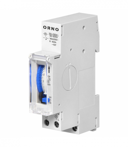 Programator czasowy mechaniczny ORNO OR-PRE-467, 2-modułowy, 24 h, 110–230 V, 15 min krok, rezerwa 200 h