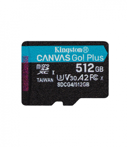 Kingston karta pamięci 512GB microSDXC Canvas Go Plus Gen4 200MB/s A2 U3 V30 TFO AKKSGKARKIN00028