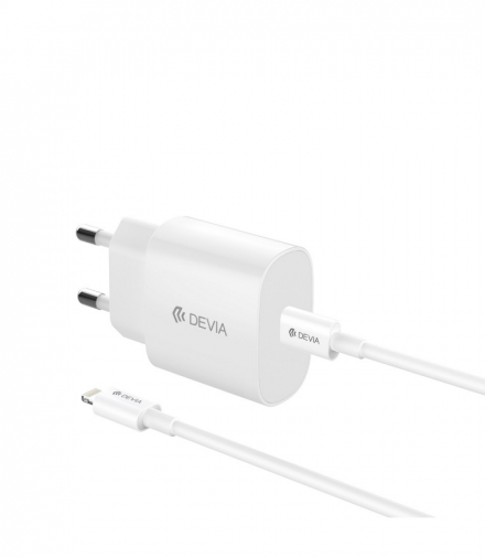 Devia ładowarka sieciowa Rocket PD 20W 1x USB-C biała + kabel USB-C - Lightning TFO BRA014305