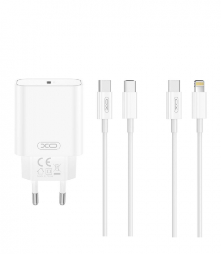 XO ładowarka sieciowa CE32 PD 20W 1x USB-C biała + kabel USB-C - USB-C TFO GSM191546