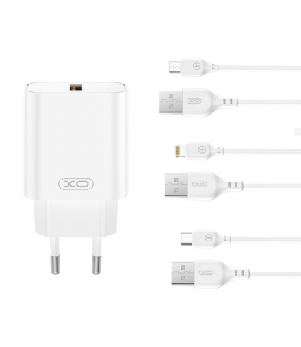 XO ładowarka sieciowa CE33 QC 18W 1x USB biała + kabel microUSB TFO GSM191549