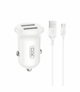 XO ładowarka samochodowa CC67 12W 2x USB czarna + kabel USB - USB-C TFO GSM192950