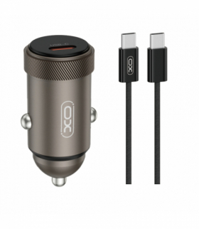 XO ładowarka samochodowa CC70 PD 30W 1x USB-C czarna + kabel USB-C - USB-C TFO GSM192945