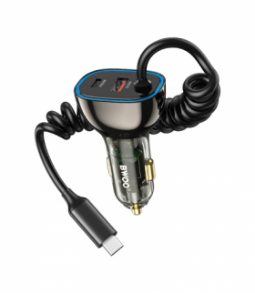 BWOO ładowarka samochodowa PD CC96C 1x USB-C 1x USB 30W + kabel USB-C - USB-C szara TFO GSM191511