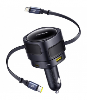 Baseus ładowarka samochodowa PD 1x USB-C 1x USB 90W + kabel USB-C - Lightning czarna TFO BRA014405