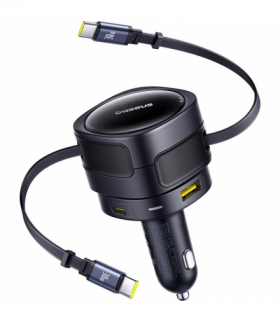 Baseus ładowarka samochodowa PD 1x USB-C 1x USB 90W + kabel 2x USB-C czarna TFO BRA014404