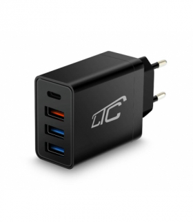 LTC Ładowarka sieciowa QC 3.0 PD 20W/QC 3.0 + 2 USB 2,4A 36W czarna LTC LXQC20