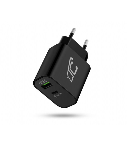 Ładowarka sieciowa QC3.0 PD 3A/QC USB 3A 20W czarna LTC LTC LXQC23