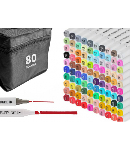 Kolorowe markery, flamastry dwustronne zestaw 80szt białe LAMEX LXUM7-80W