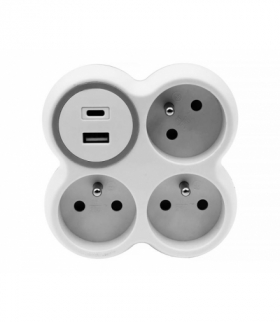Rozgałęźnik trzykrotny, 3x gniazda wtyczkowe z uziemieniem, 1xgniazdo USB A, 1xgniazdo USB C LAMEX LXW72009