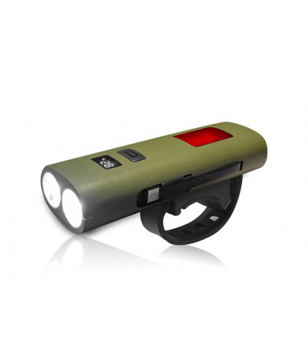 Lampka rowerowa, latarka 2-LED, funkcja power bank 6400mAh, wskaźnik poziomu naładowania, USB-C LAMEX LX20295