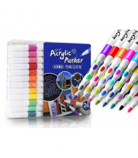 Flamastry markery akrylowe, do malowania powierzchni, kamieni, metalu 24 szt LAMEX LXFA01