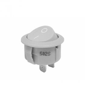 Przełącznik kołyskowy okrągły szary R5 0-1, 22V / 10A. LAMEX LX3049S