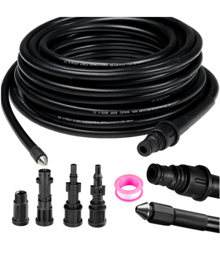 Wąż do czyszczenia rur kanalizacji i innych powierzchni, z adapterem, 15m Ruhhy 26132 18324