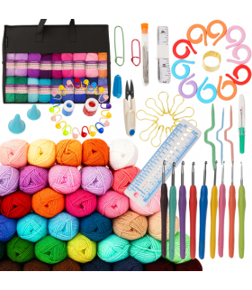 Zestaw do szydełkowania, szydełka, włóczka, akcesoria, 113 elementów do nauki XXL, torba z uchwytami Maaleo 25407 18321