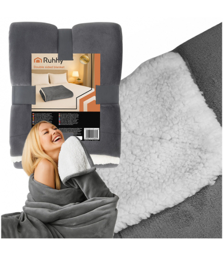 Koc dwustronny 150x200cm ciemnoszary Ruhhy 26292 18338