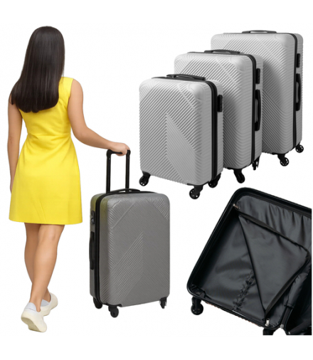 Zestaw walizek 3w1, zestaw walizek podróżnych, duża, średnia, mała, na kółkach, walizki na bagaż - szare Trizand 26662 18312