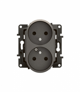 NOWE NILOE - GNIAZDO 2X2P+Z Z PRZESŁONĄ, ZACISKI ŚRUBOWE 16 A - 250 V~ STALOWE LEGRAND NP3112MG