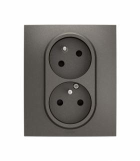 NOWE NILOE - Gniazdo standard czeski 2x2P+Z z przesłoną, zaciski śrubowe - komplet 16A-250V~ STALOWE LEGRAND NP3114MG