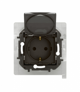 NOWE NILOE - GNIAZDO SCHUKO 2P+Z IP44 Z PRZESŁONĄ, ZACISKI AUTOMATYCZNE CZARNE LEGRAND NP3128BK