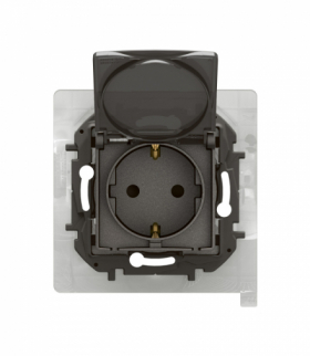 NOWE NILOE - GNIAZDO SCHUKO 2P+Z IP44 Z PRZESŁONĄ, ZACISKI AUTOMATYCZNE STALOWE LEGRAND NP3128MG