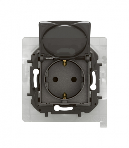 NOWE NILOE - GNIAZDO SCHUKO 2P+Z IP44 Z PRZESŁONĄ, ZACISKI AUTOMATYCZNE STALOWE LEGRAND NP3128MG