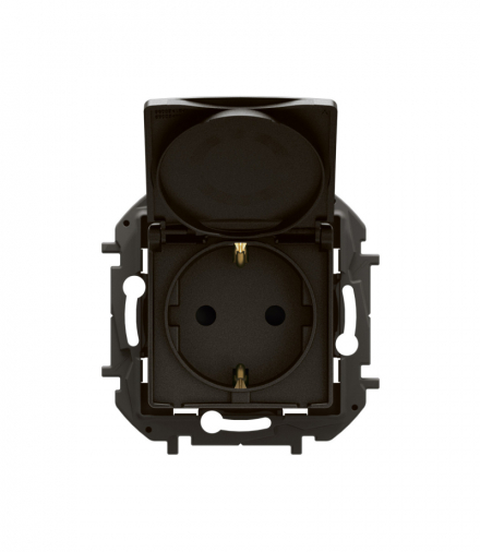 NOWE NILOE - GN SCH 2P+Z Z PRZESŁONĄ I KLAPKĄ ZAC ŚRUBOWE 16A - 250 V~ CZARNE LEGRAND NP3129BK