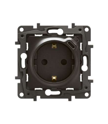 NOWE NILOE - GNIAZDO SCHUKO 2P+Z Z USB C Z PRZESŁONĄ ZACISKI AUTO CZARNE LEGRAND NP3312BK
